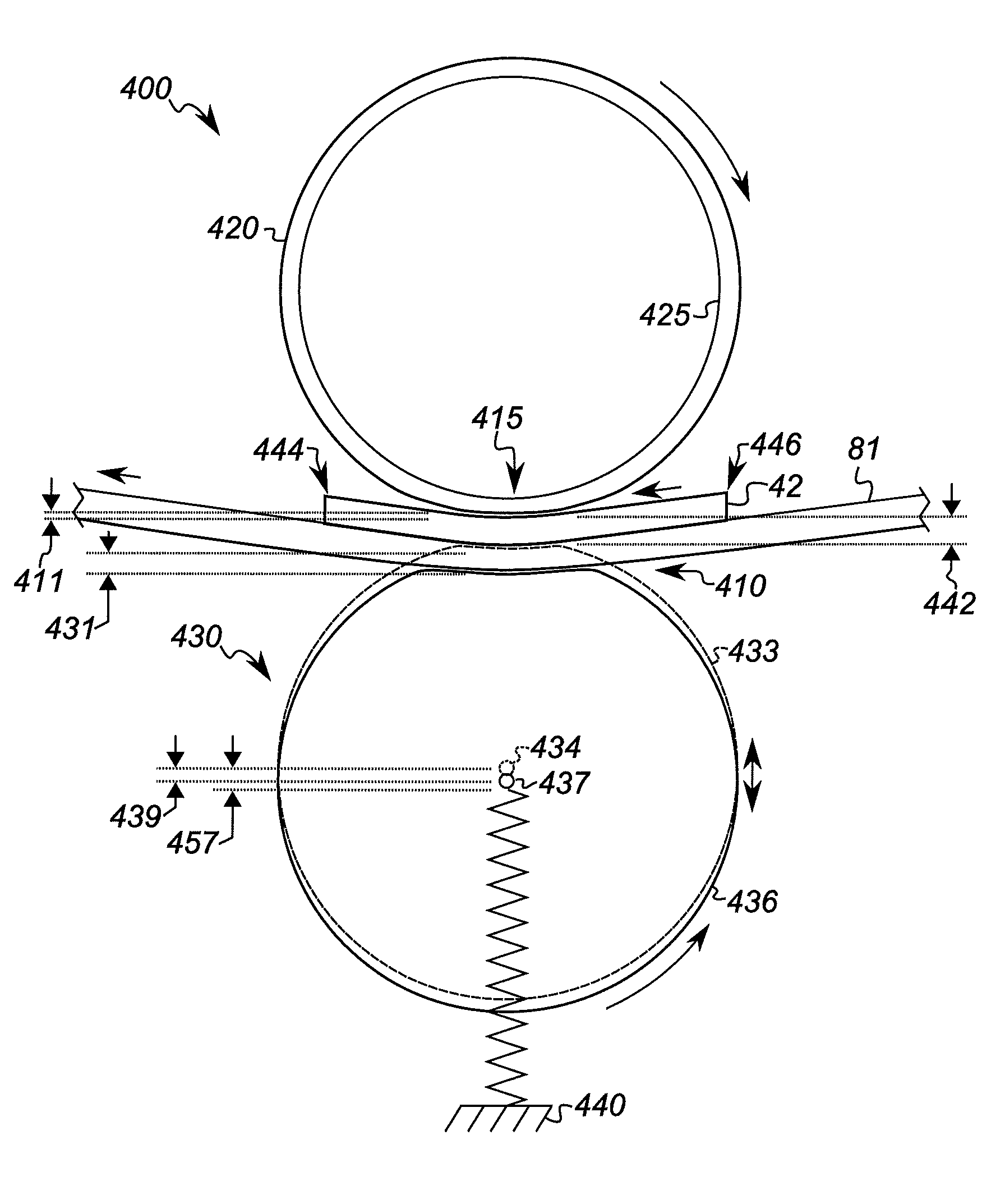 Electrophotographic printer with compressible-backup transfer station