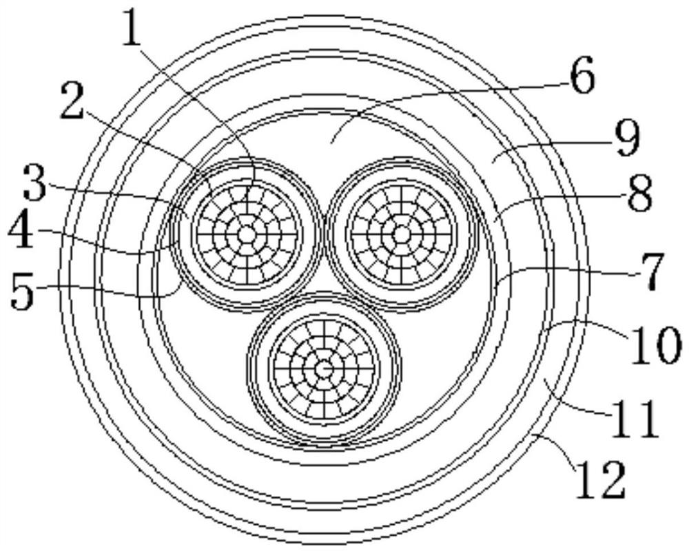 Medium-voltage fireproof cable and preparation method thereof