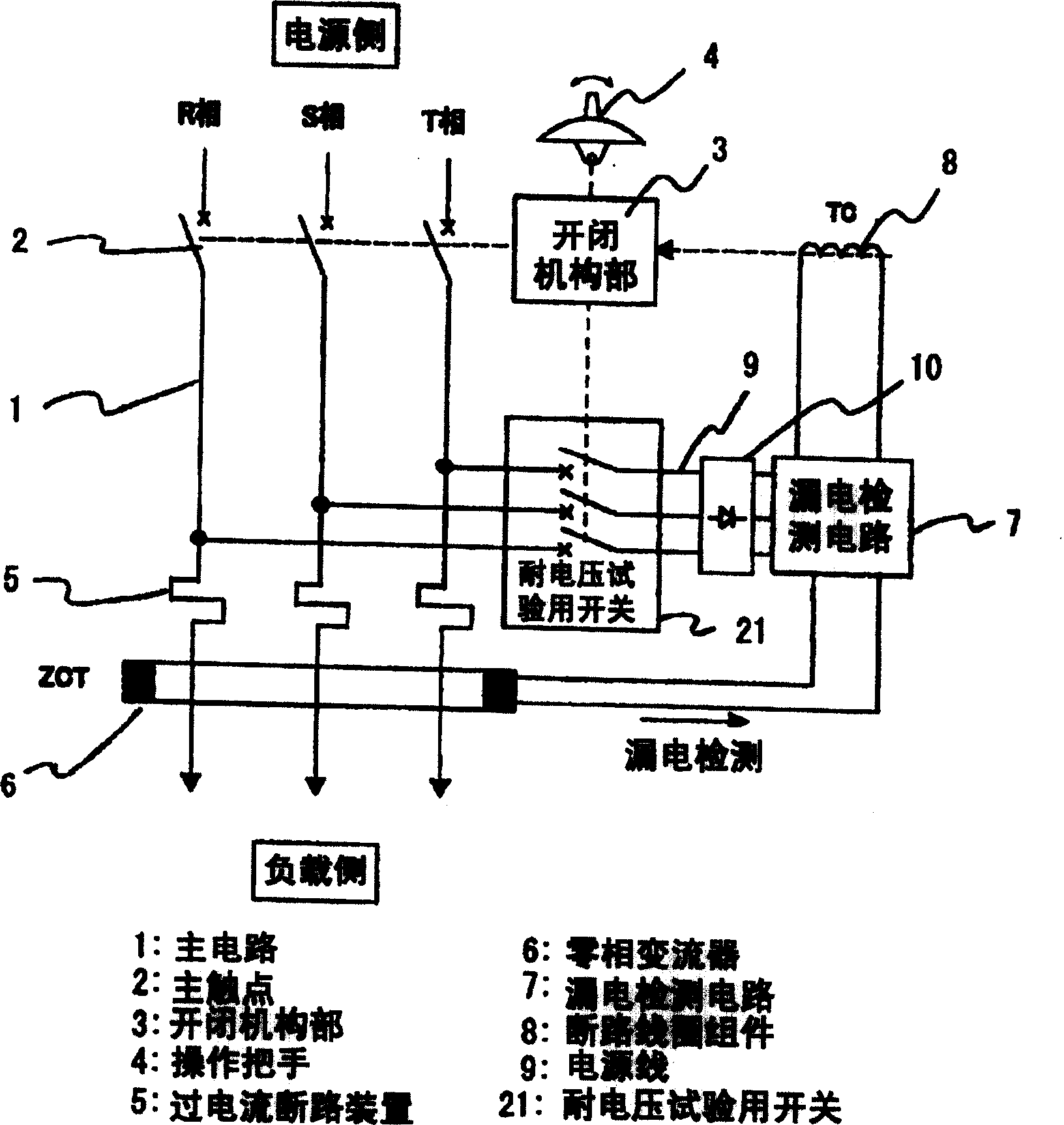 Leakage circuit breaker