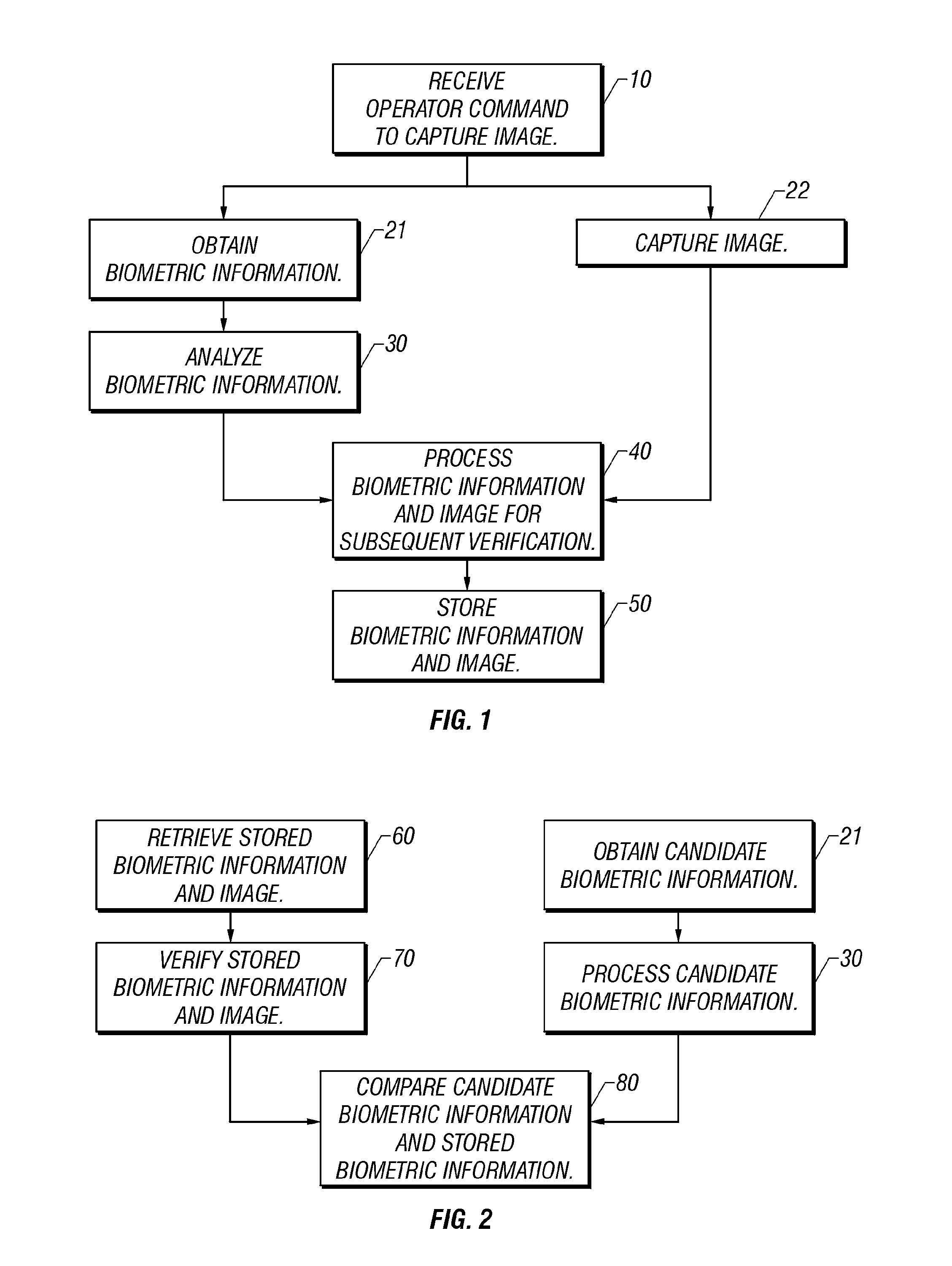 Imaging method and device using biometric information for operator authentication