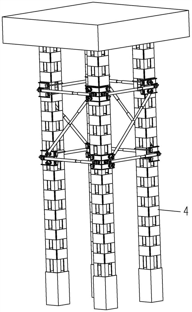 Novel tower crane foundation latticed column reinforcing device