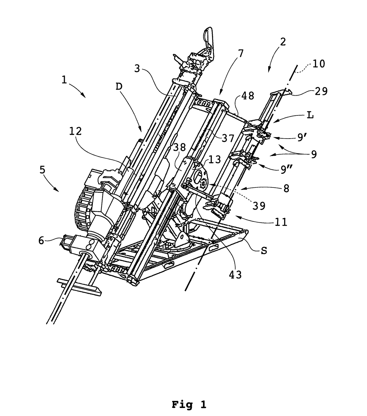 Device for handling drill string components with respect to a rock drill rig and a rock drill rig