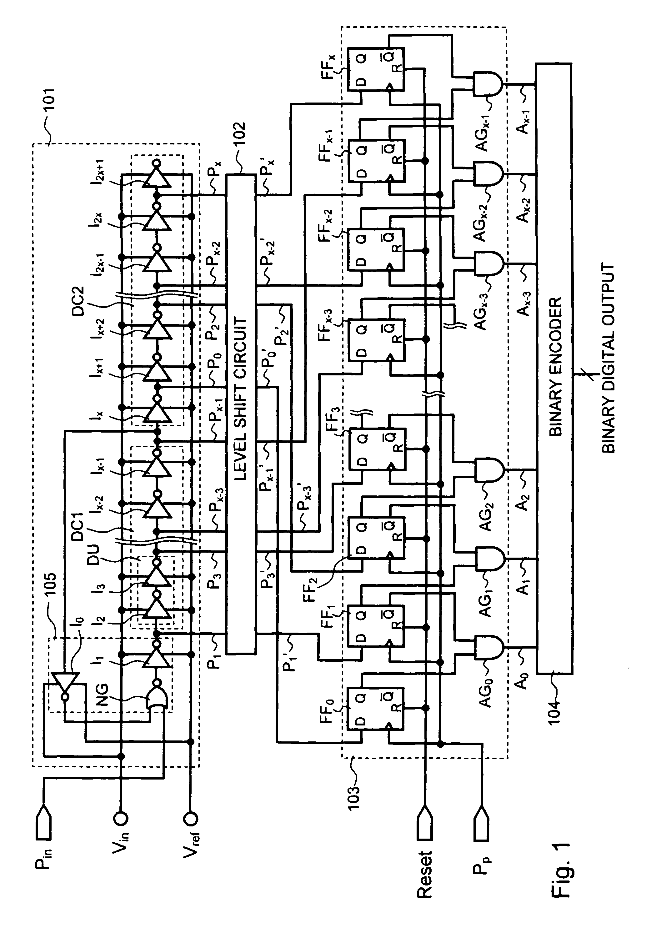 Pulse phase difference detecting circuit and A/D converter using the same