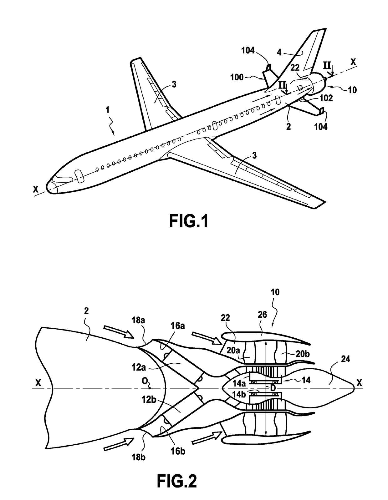 A turbine engine propelled airplane having an acoustic baffle