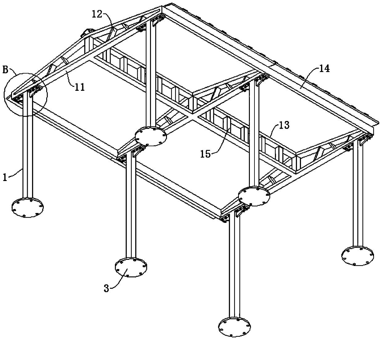 Steel structure factory building and roof structure thereof