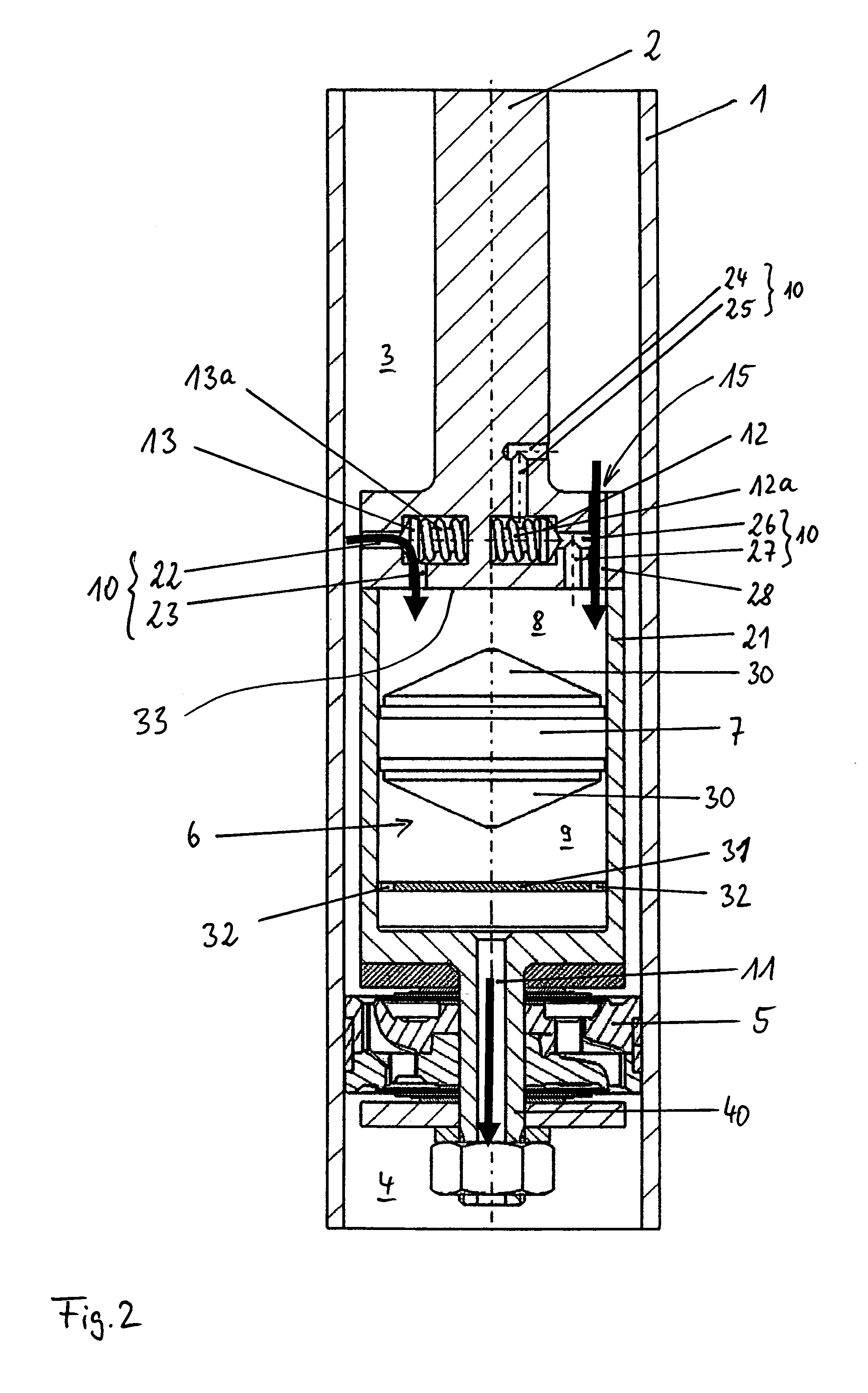 Vibration damper having an amplitude-selective damping device