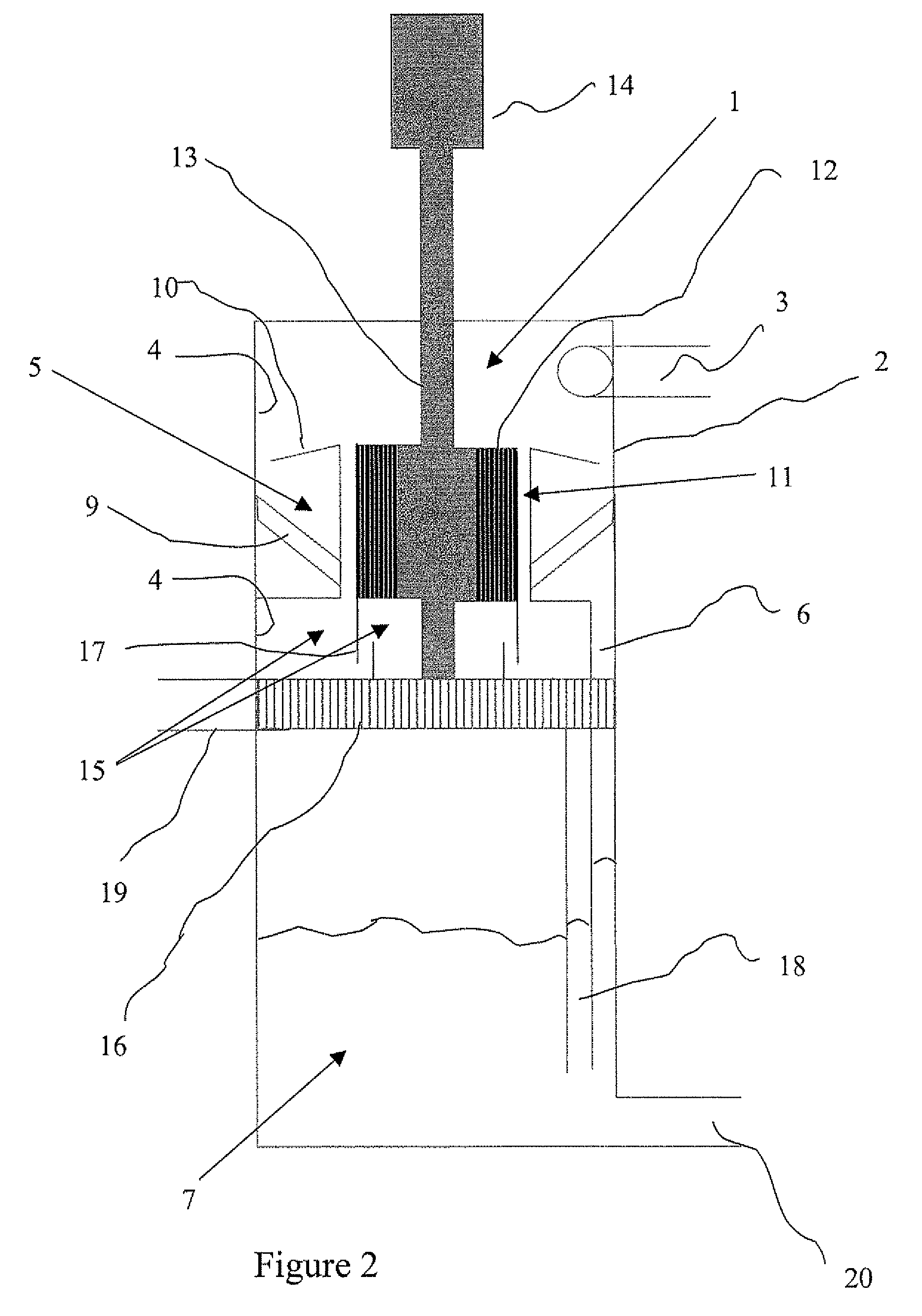 Separation device for removing liquid from a mixture comprising a gas and liquid