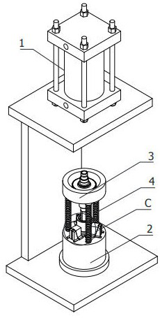 A press-fitting equipment for the injection molding assembly of the magnetic conducting ring of the automobile steering gear