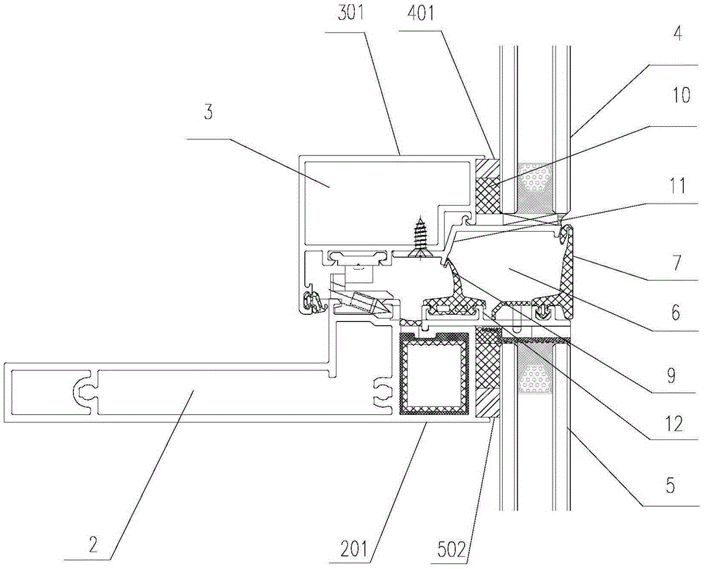 Hidden frame inwards-opening window