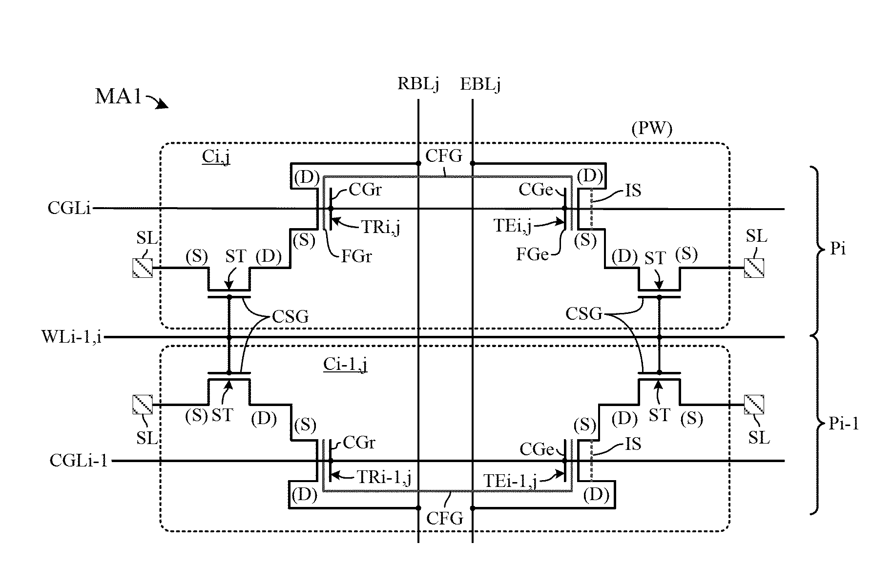 Individually read-accessible twin memory cells