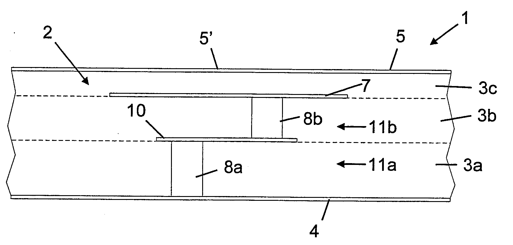 Laminated RF device with vertical resonators