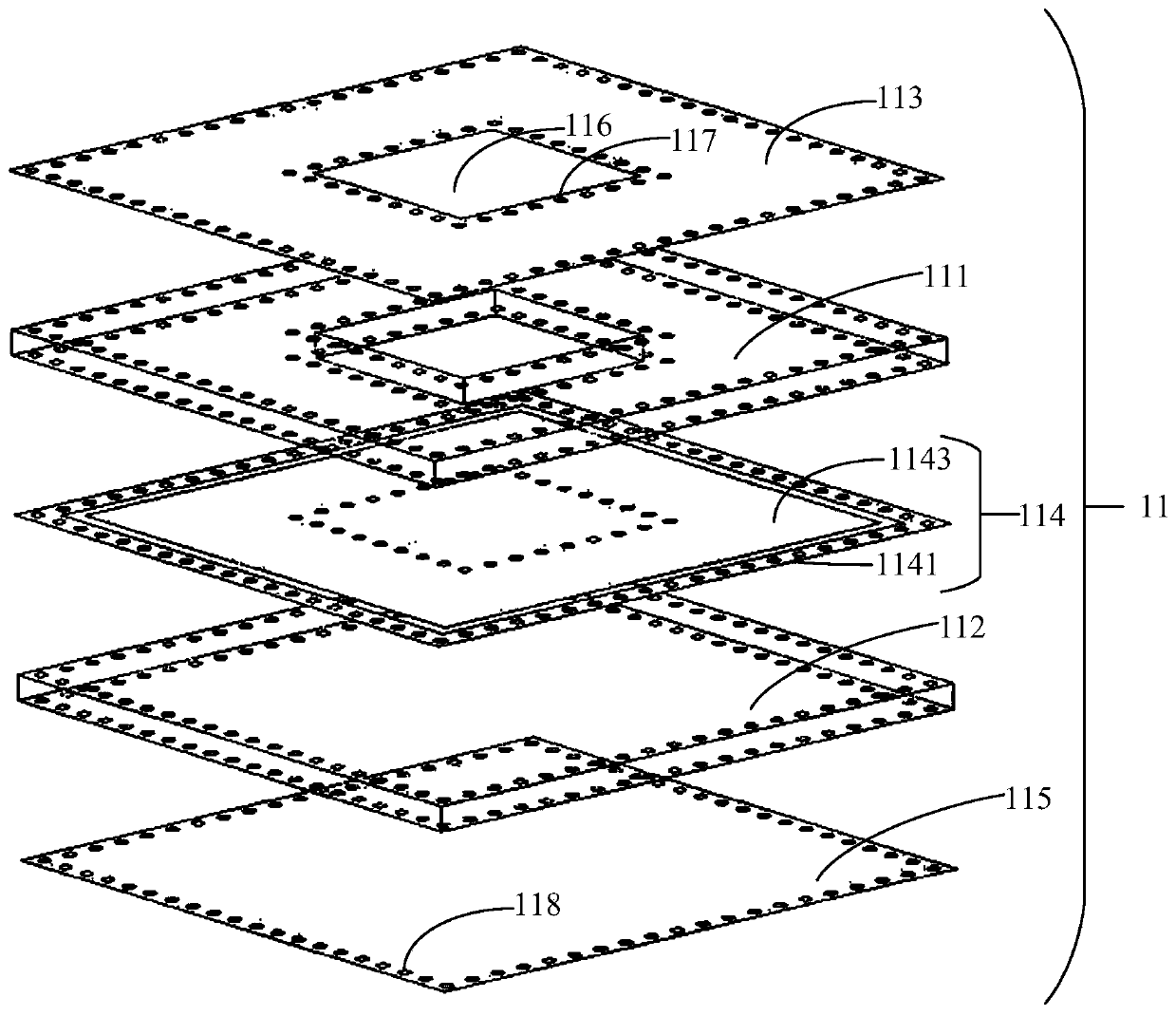 Filter resonator device and symmetrical folded substrate integrated waveguide filter