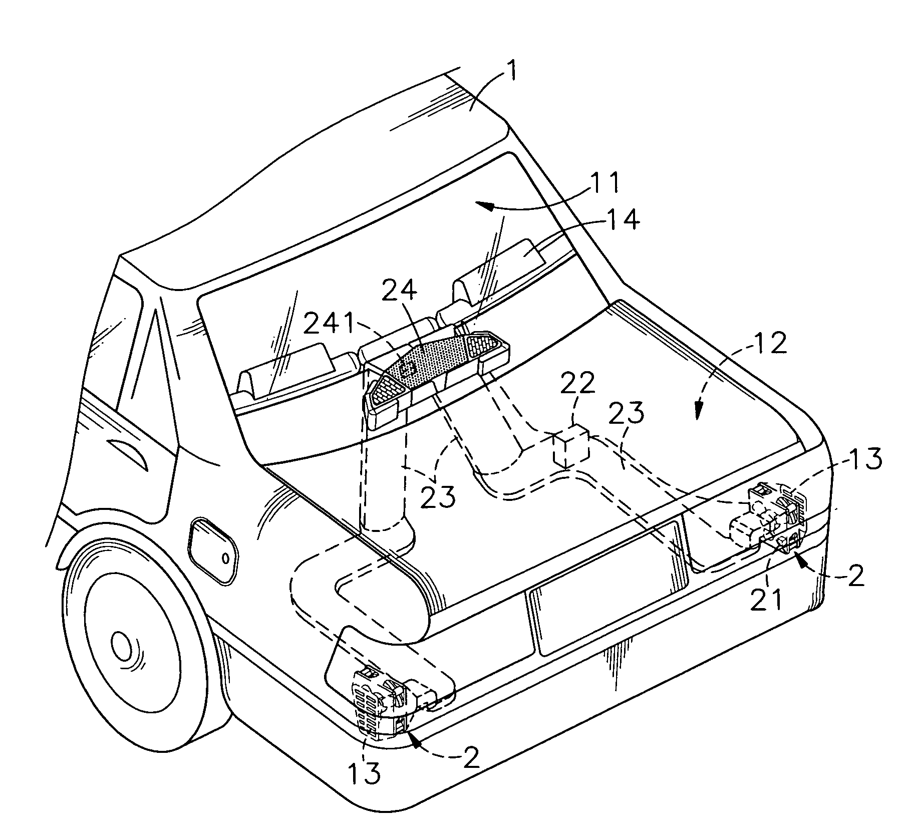 Motor vehicle air cooling method and system