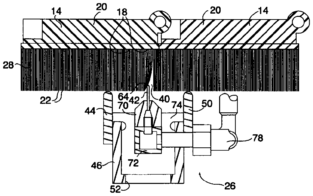 Cleaning device for cleaning conveying belt type bristle bed cutting table and application method of cleaning device