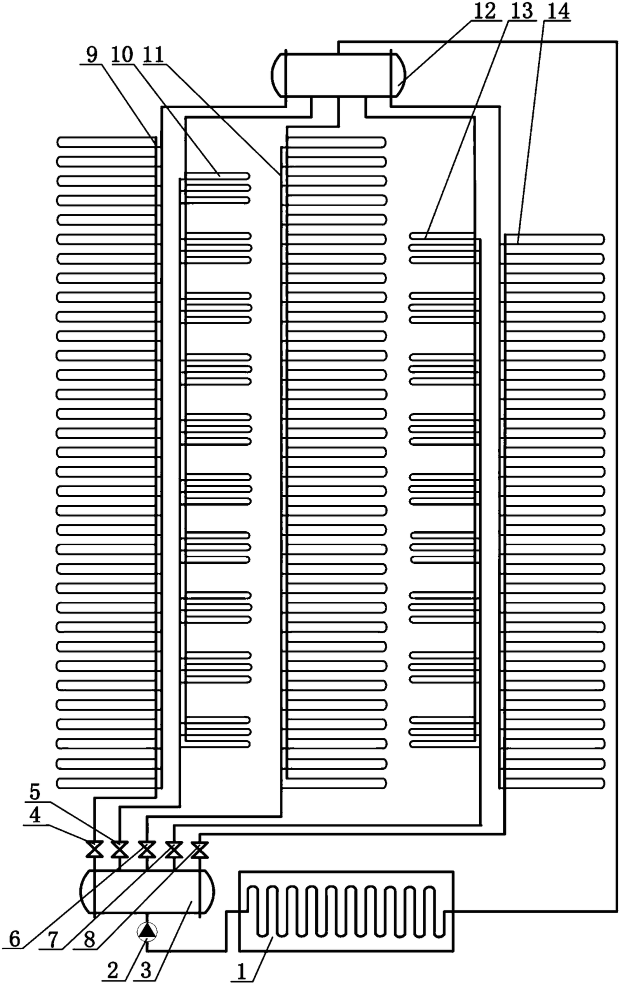 A radiant air-conditioning system for electric buses with phase-change energy storage