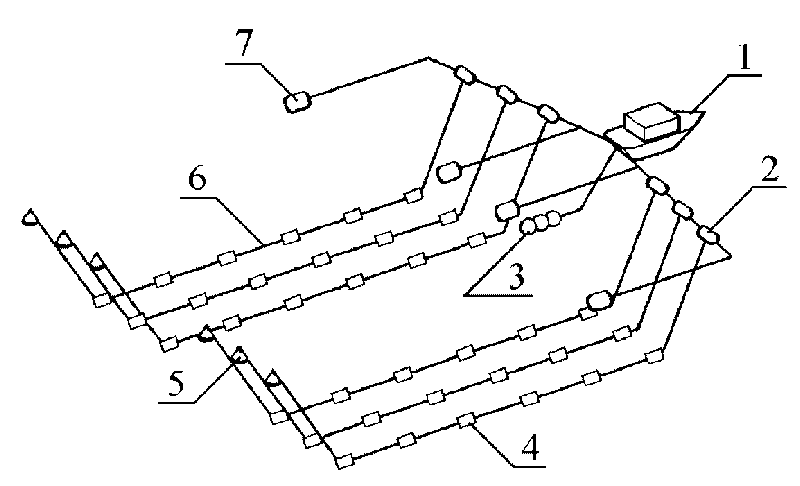 Method for measuring position of marine seismic streamer based on one-way hydroacoustic ranging