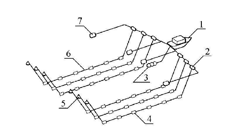 Method for measuring position of marine seismic streamer based on one-way hydroacoustic ranging