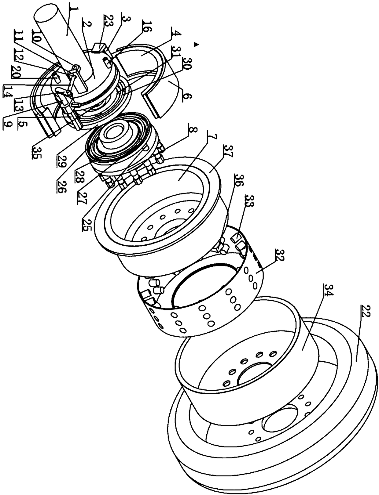 Truck braking device realizing rapid cooling