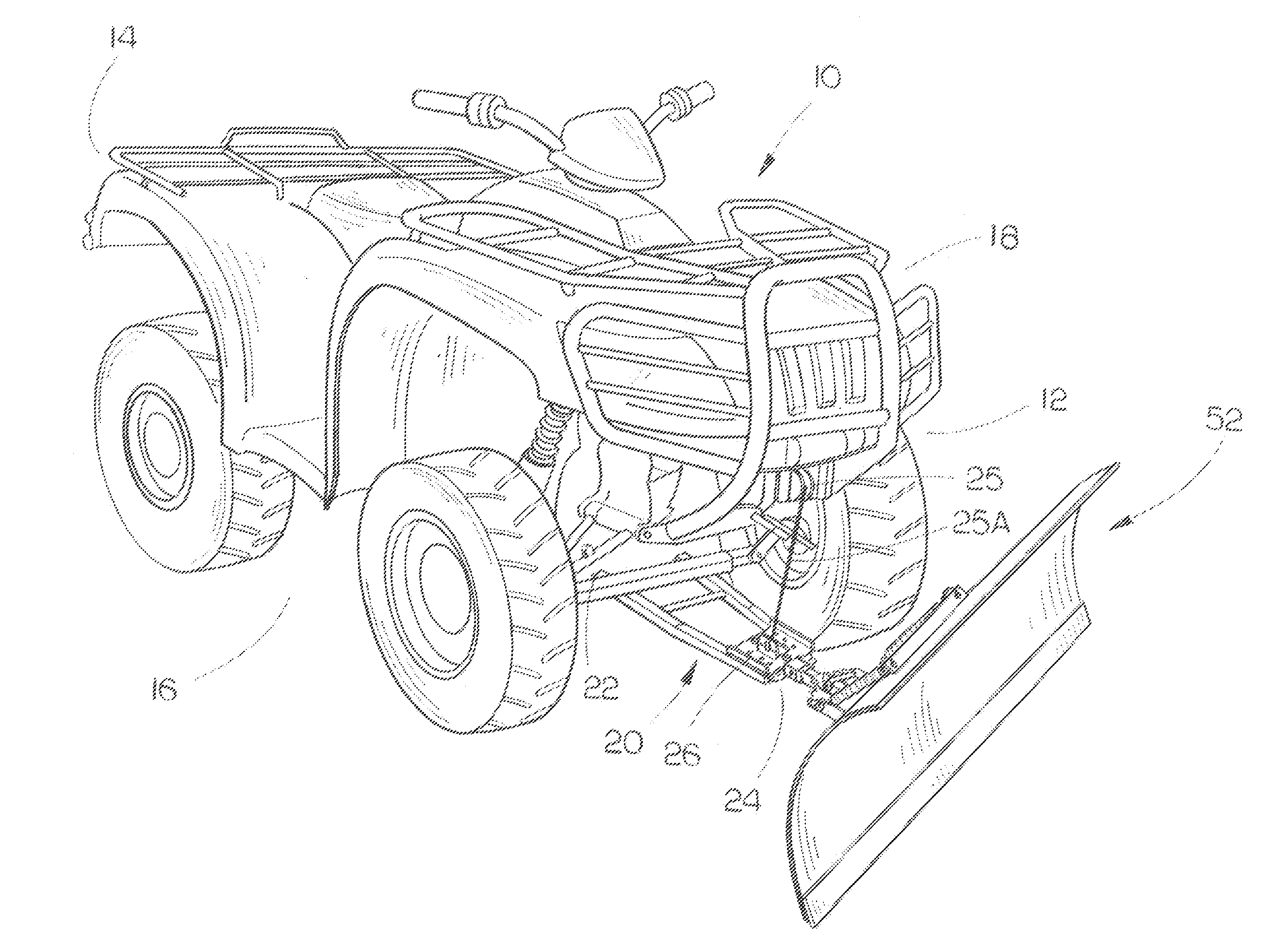 Quick-attach assembly for attaching an implement to an off-road vehicle