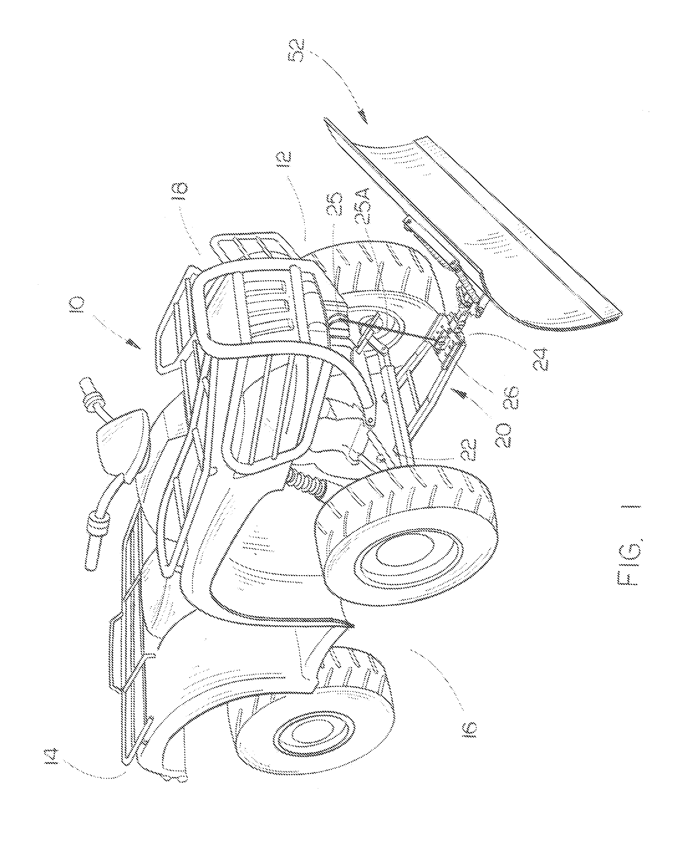 Quick-attach assembly for attaching an implement to an off-road vehicle