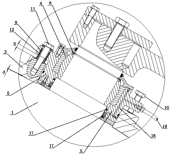 A tubular water turbine guide vane support adjustment device