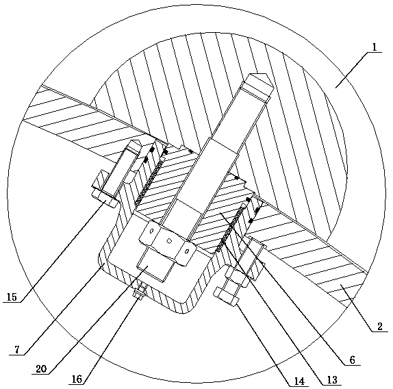 A tubular water turbine guide vane support adjustment device