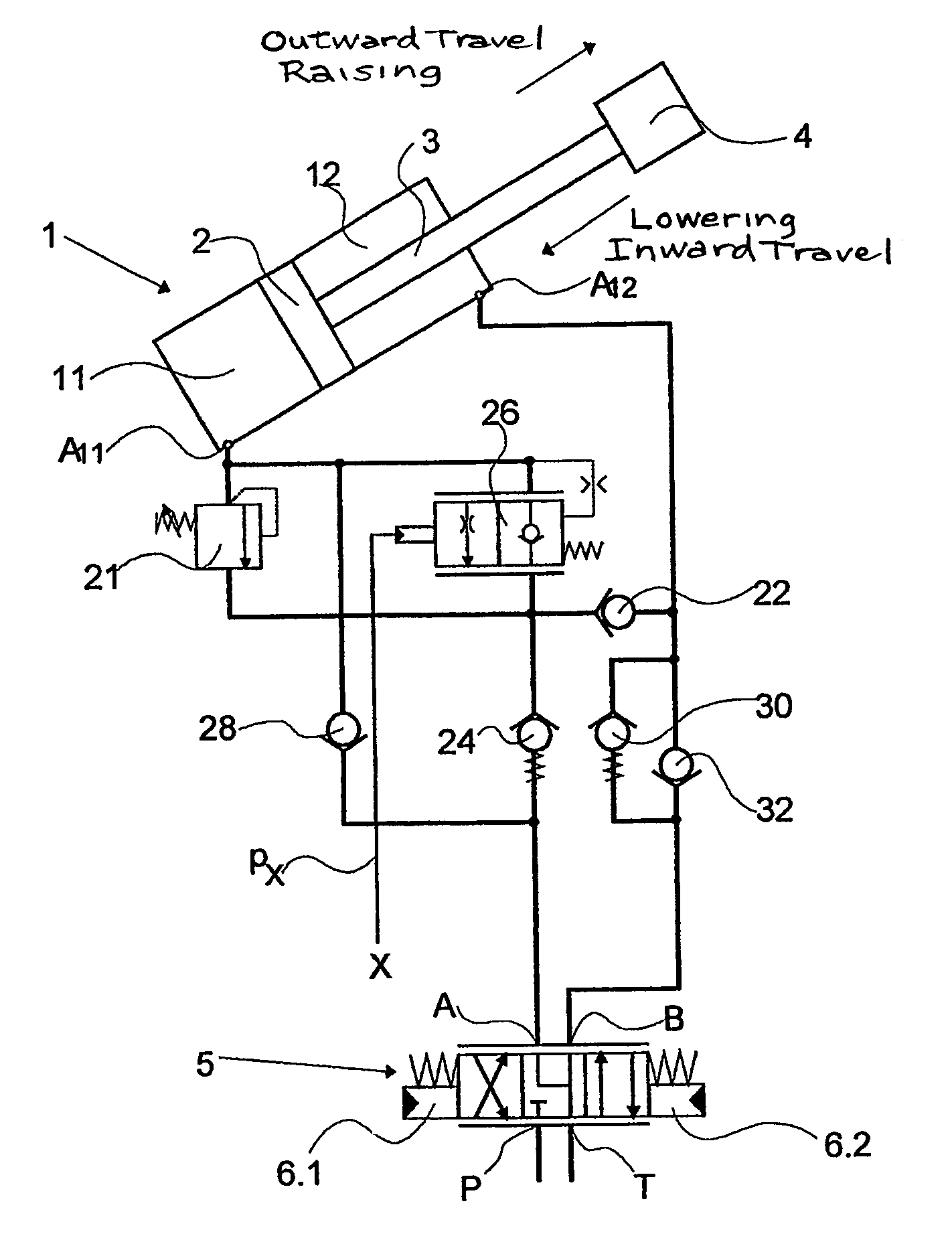 Circuit for controlling a double-action hydraulic drive cylinder