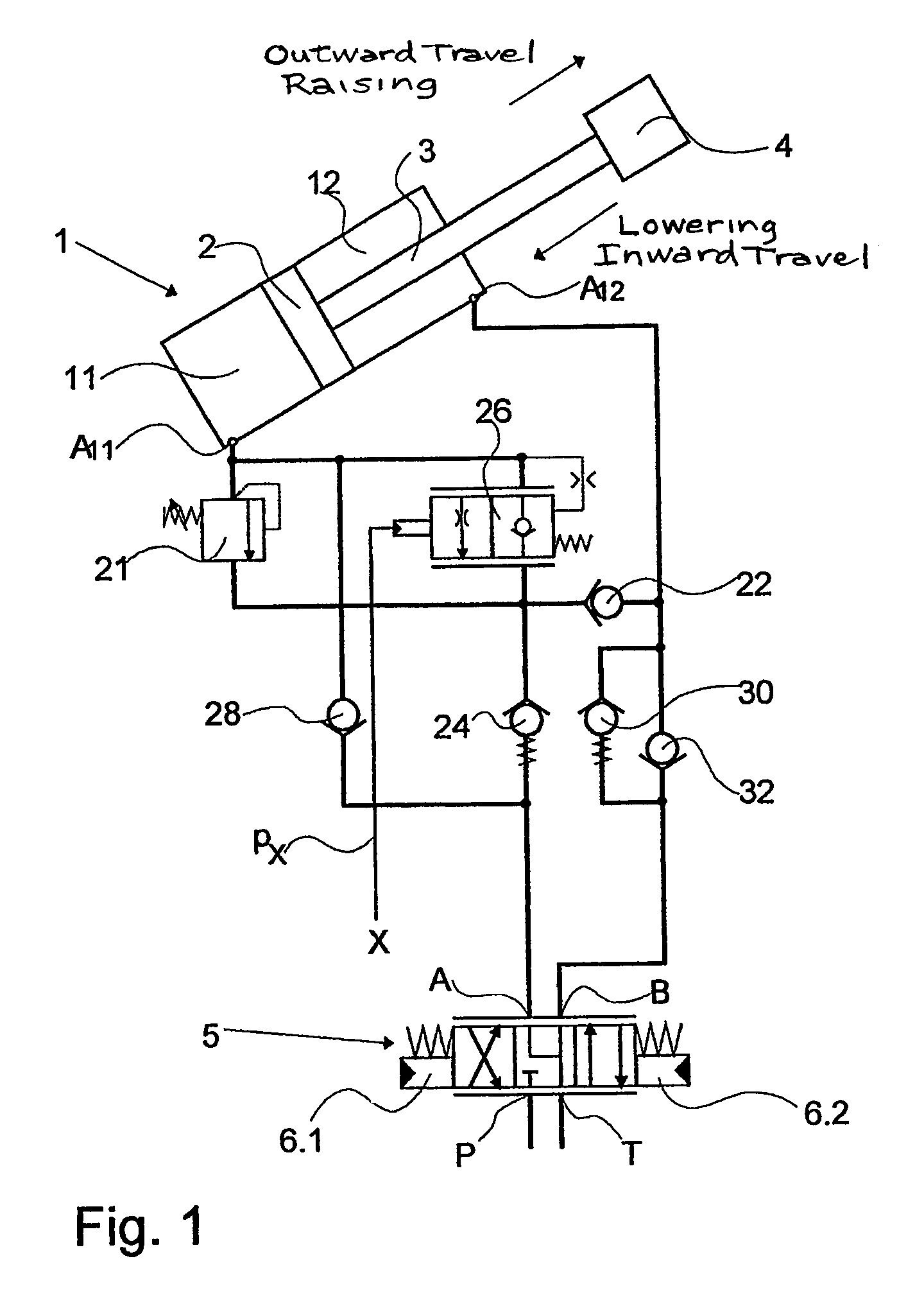 Circuit for controlling a double-action hydraulic drive cylinder