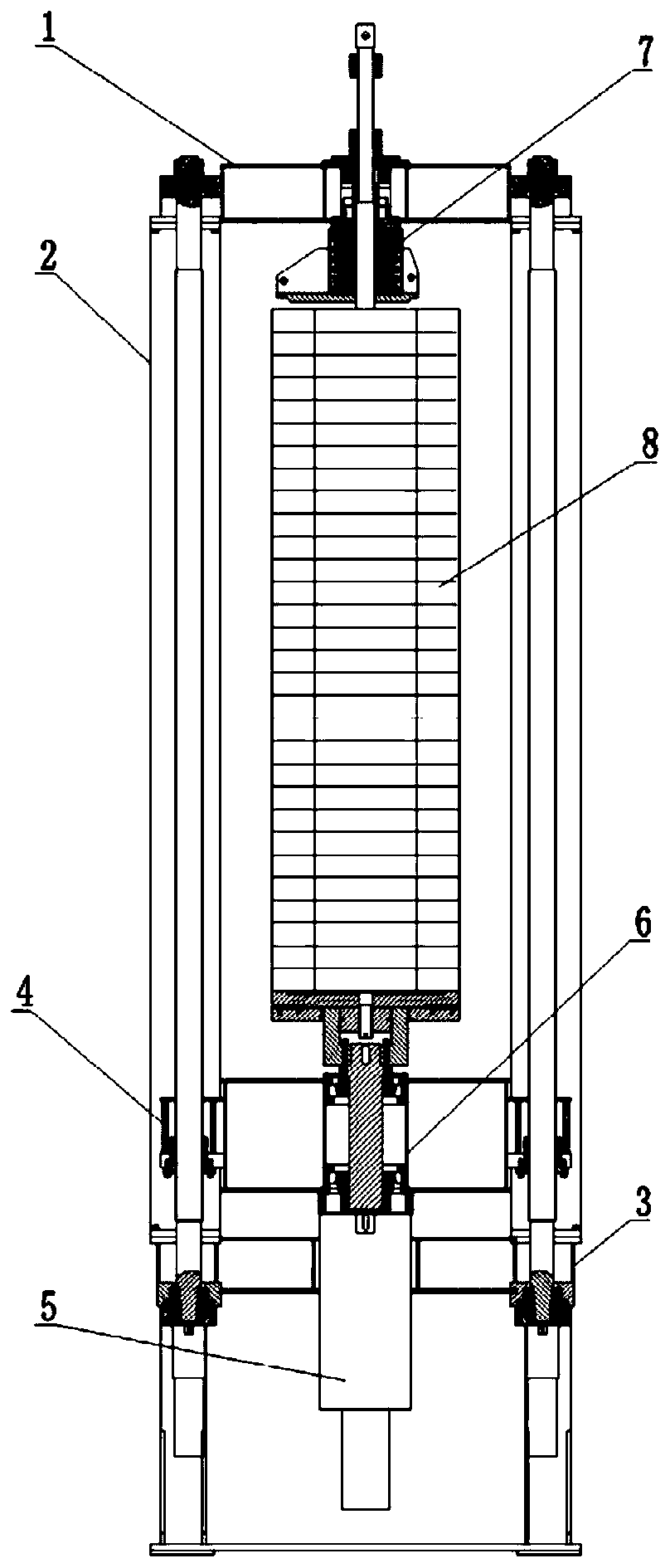 An automatic palletizing mechanism for an electrode extrusion hydraulic press