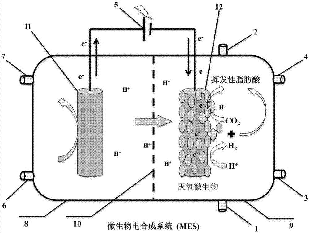 Method for achieving recycling of carbon dioxide through microbial electro-synthesis system