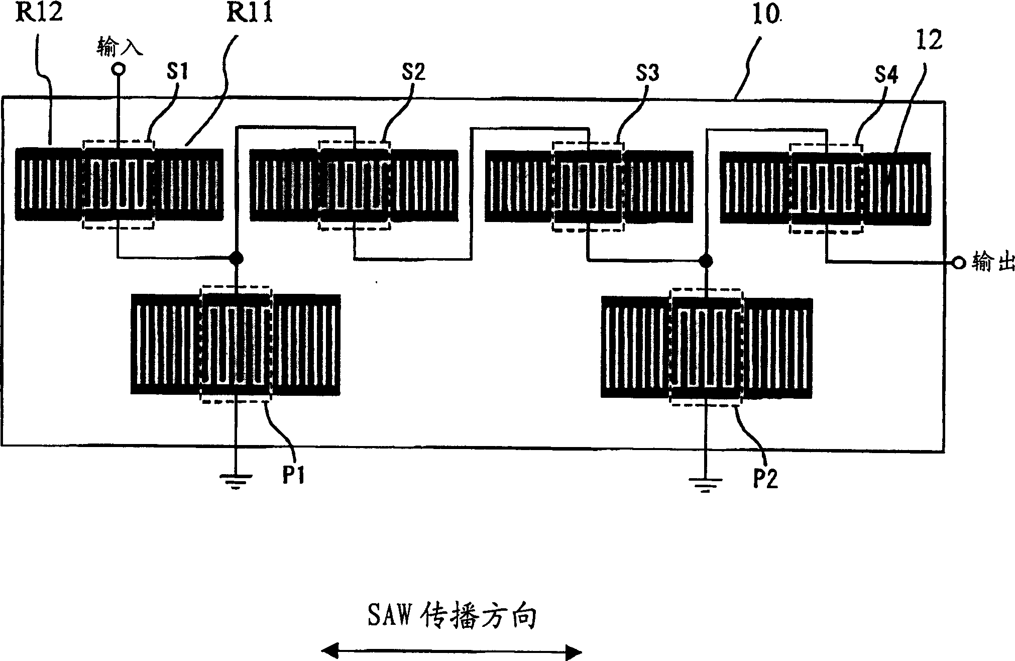 Surface acoustic wave filter and surface acoustic wave duplexer with the same