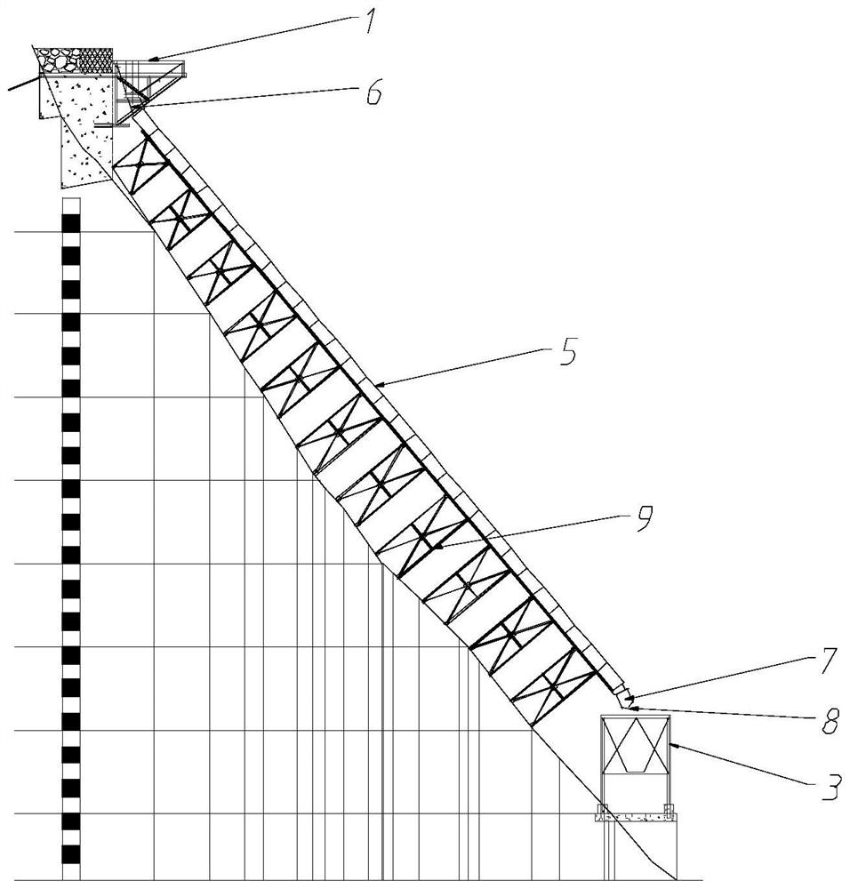 High arch dam vacuum full pipe chute and belt conveyor combined planning and construction method