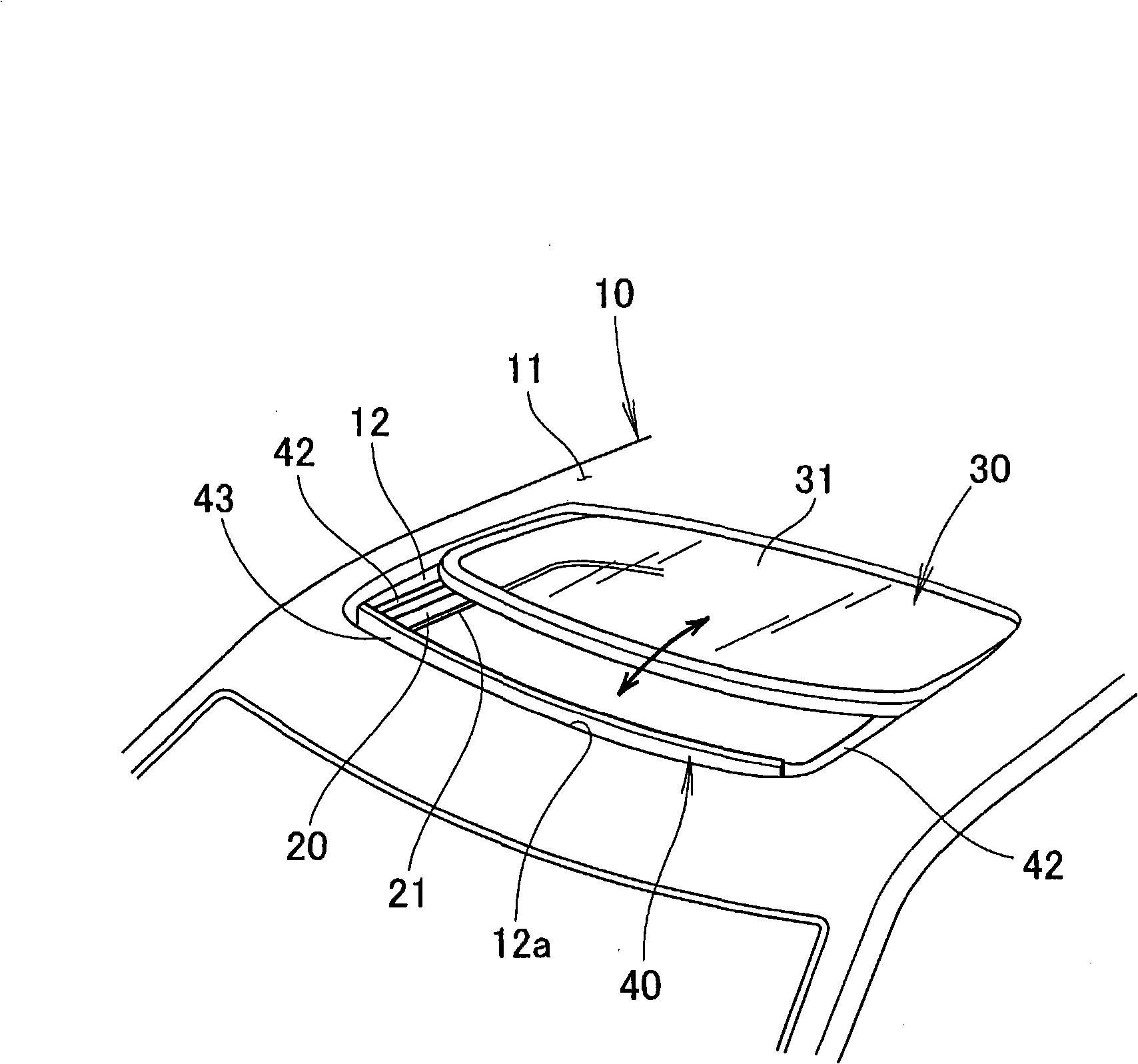 Ventilating device for sun roof device of vehicle