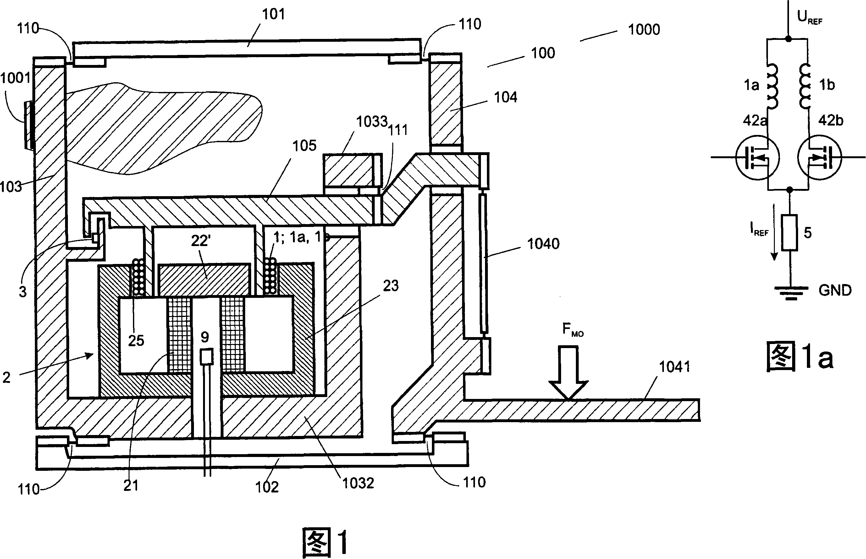 Force measuring device and reference unit