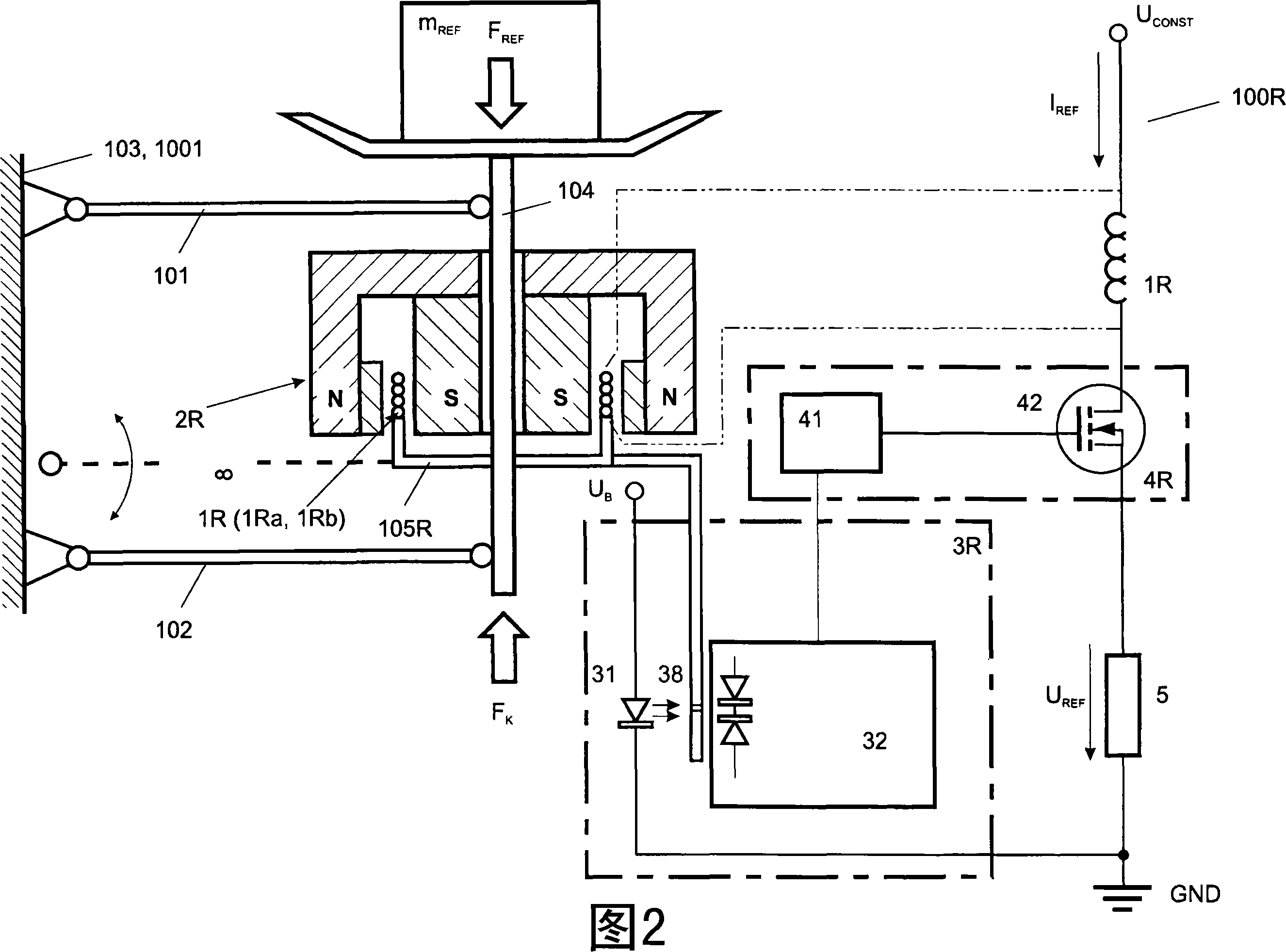 Force measuring device and reference unit