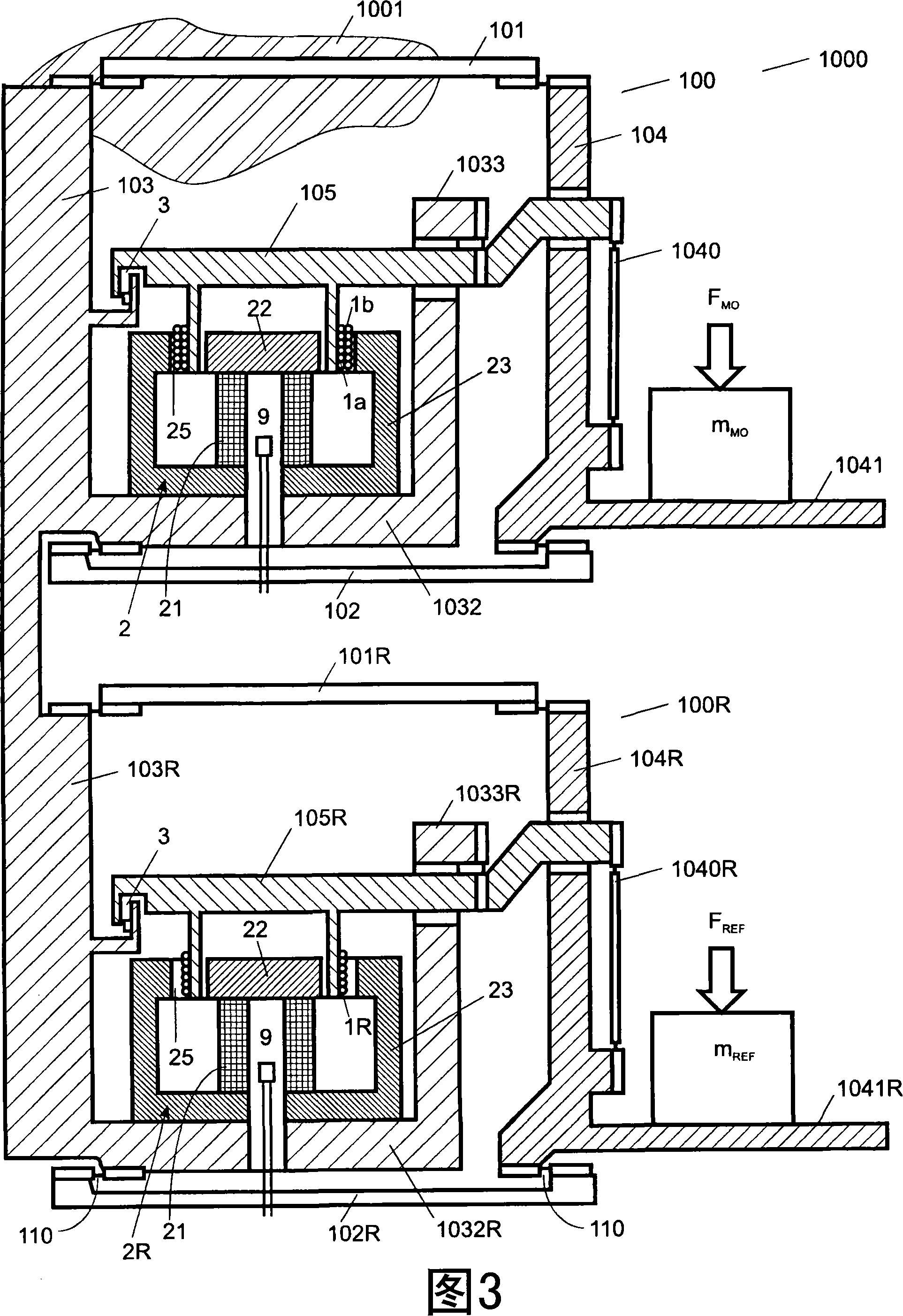 Force measuring device and reference unit