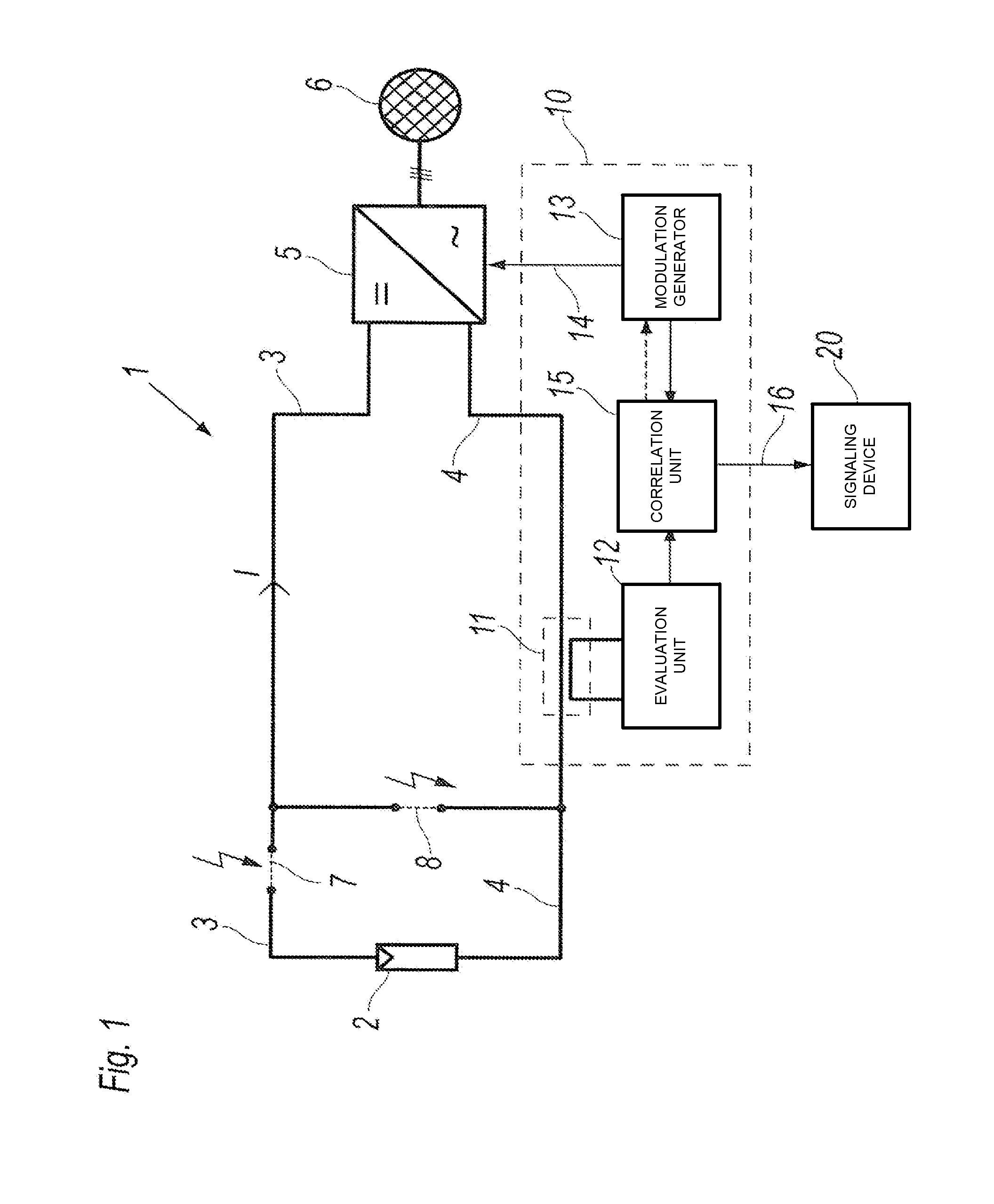 Method and apparatus for detecting an arc in a DC circuit