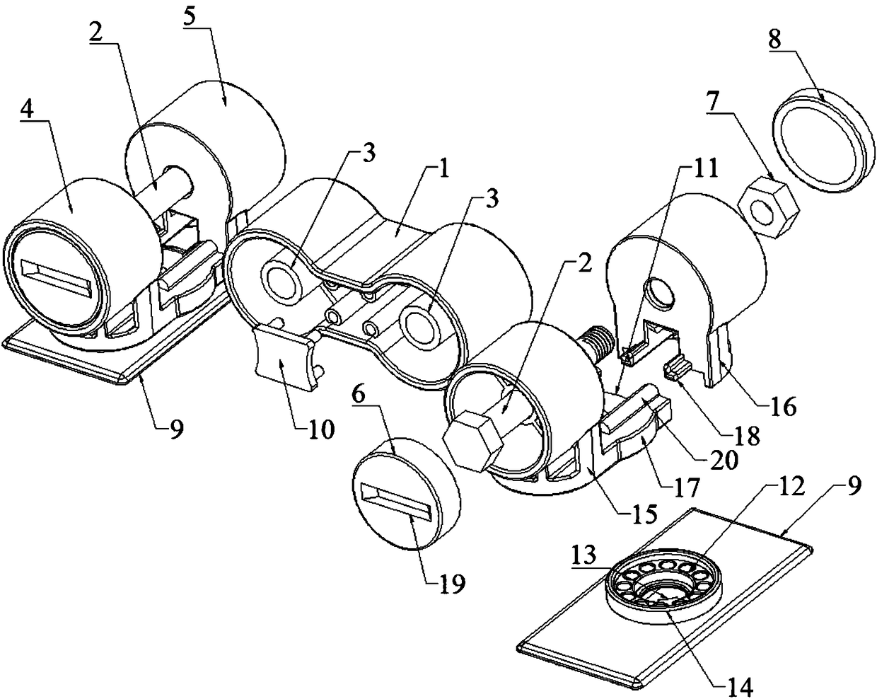 Four-directional rotation shaft structure based on modular assembly