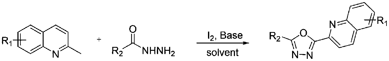 Preparation method of 2-aryl-5-(2-quinolyl)-1,3,4-oxadiazole type compound