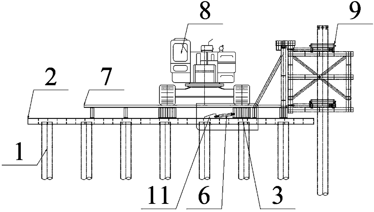 A construction method for pile driving based on jacking and driving platform