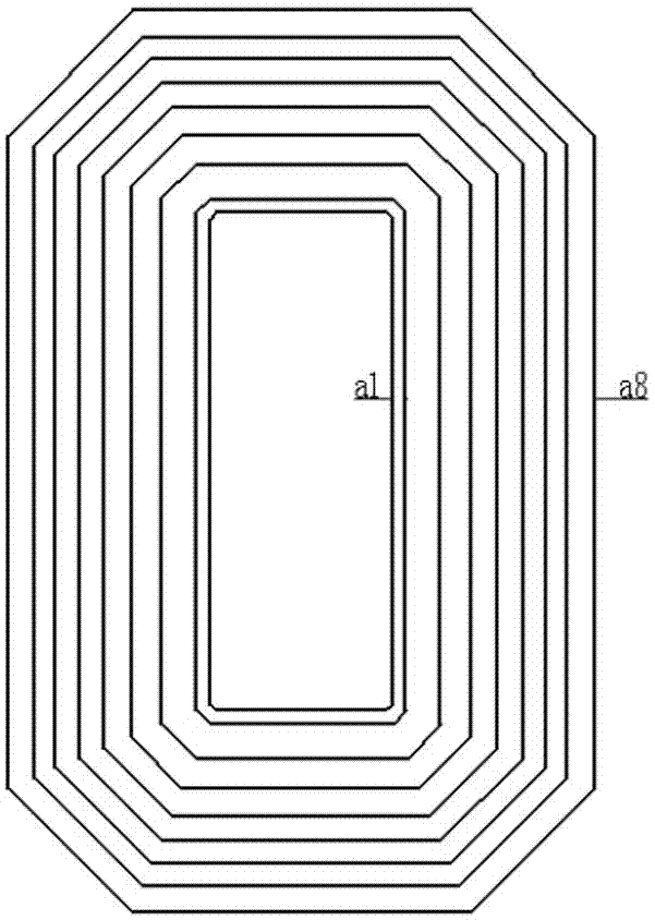 Five-stage equal-length three-dimensional triangular opening rolled iron core