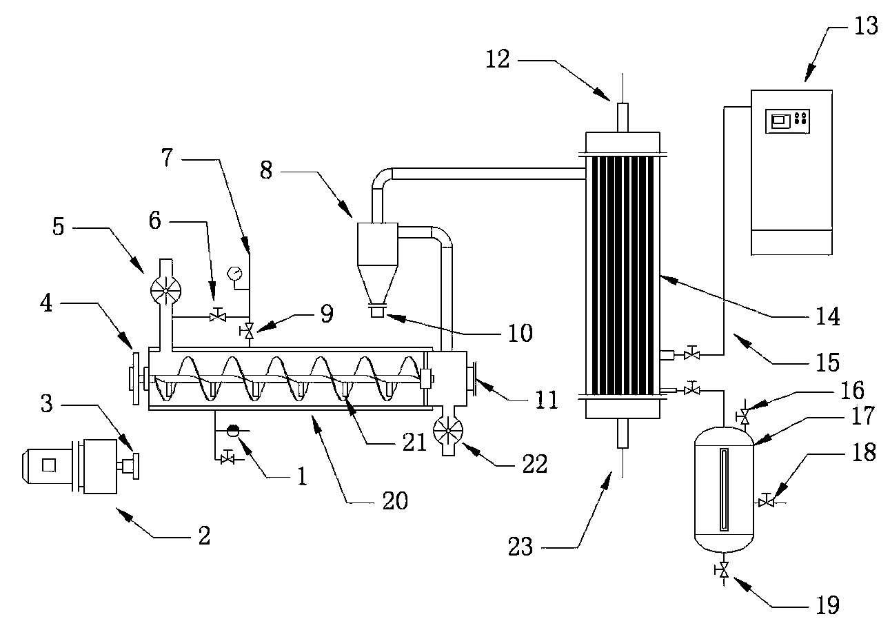 Device for evaporating and removing residual solvent in eucommia ulmoides shell in spiral conveying manner