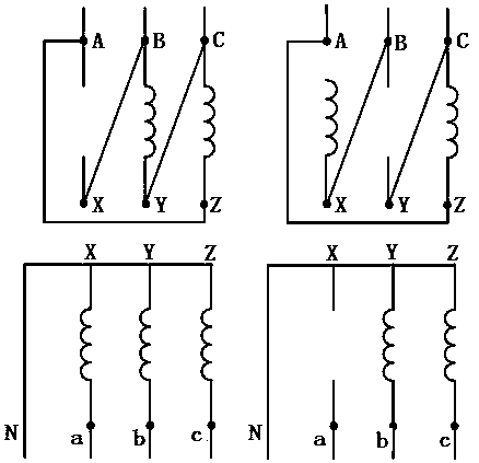 A detection method for open circuit fault of dyn11 type distribution transformer winding connection joint