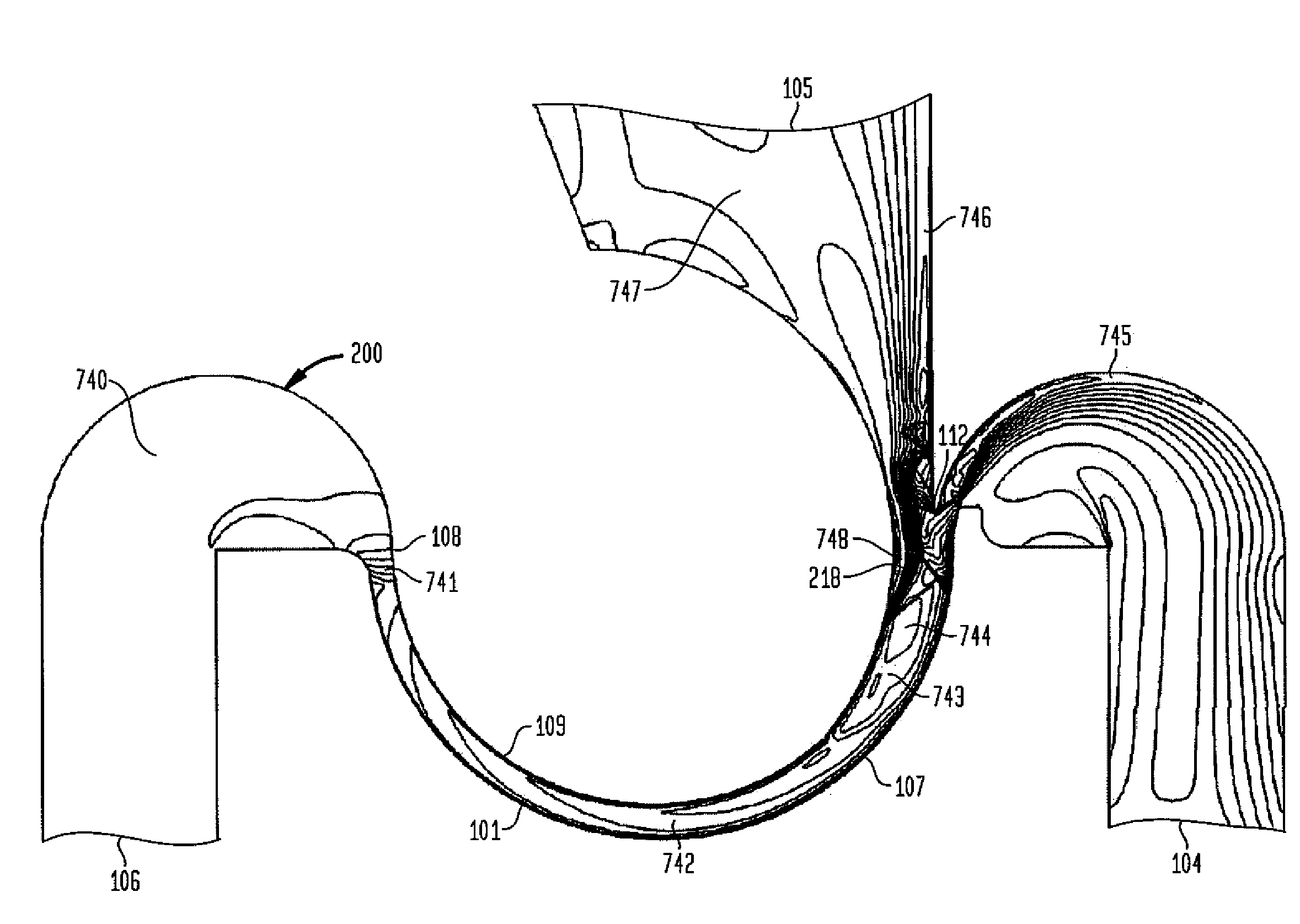Aerodynamic separation nozzle
