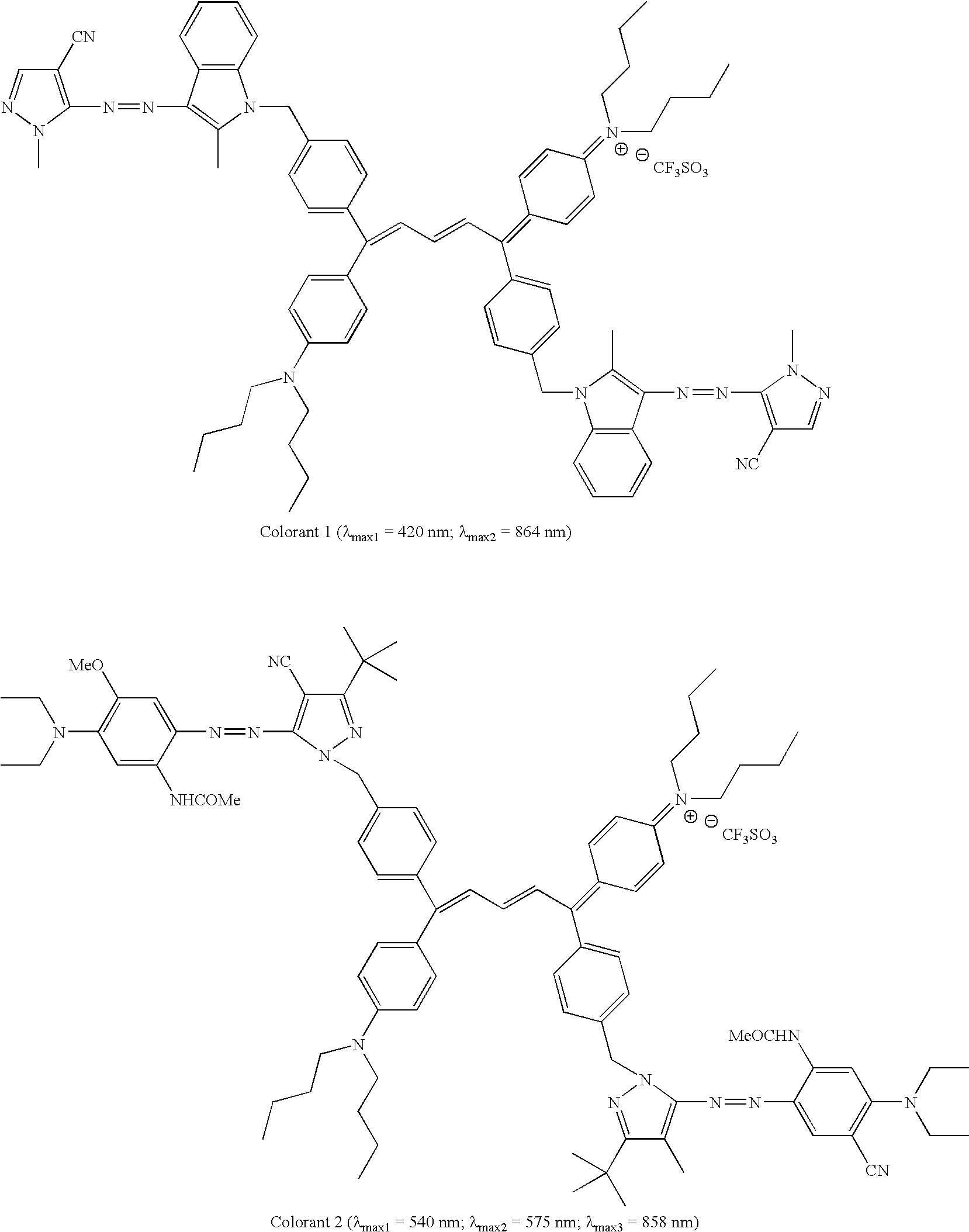Thermal transfer imaging element containing infrared bichromophoric colorant