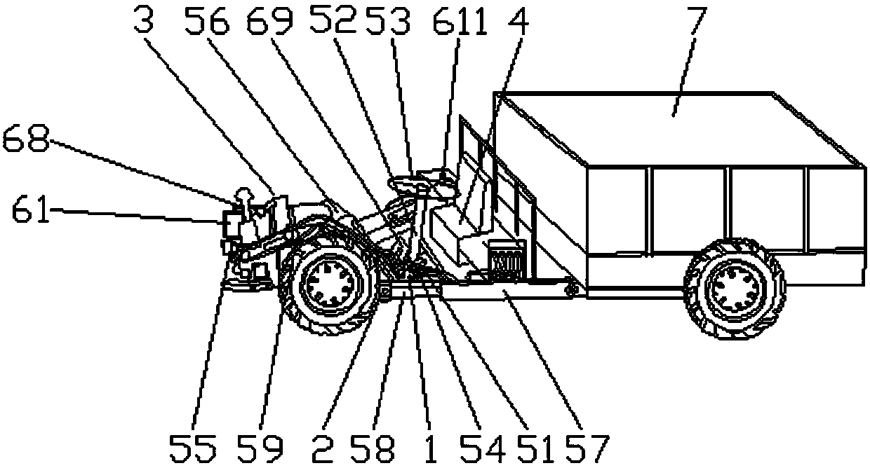 Tractor with hydraulic steering wheel and air-cut brake