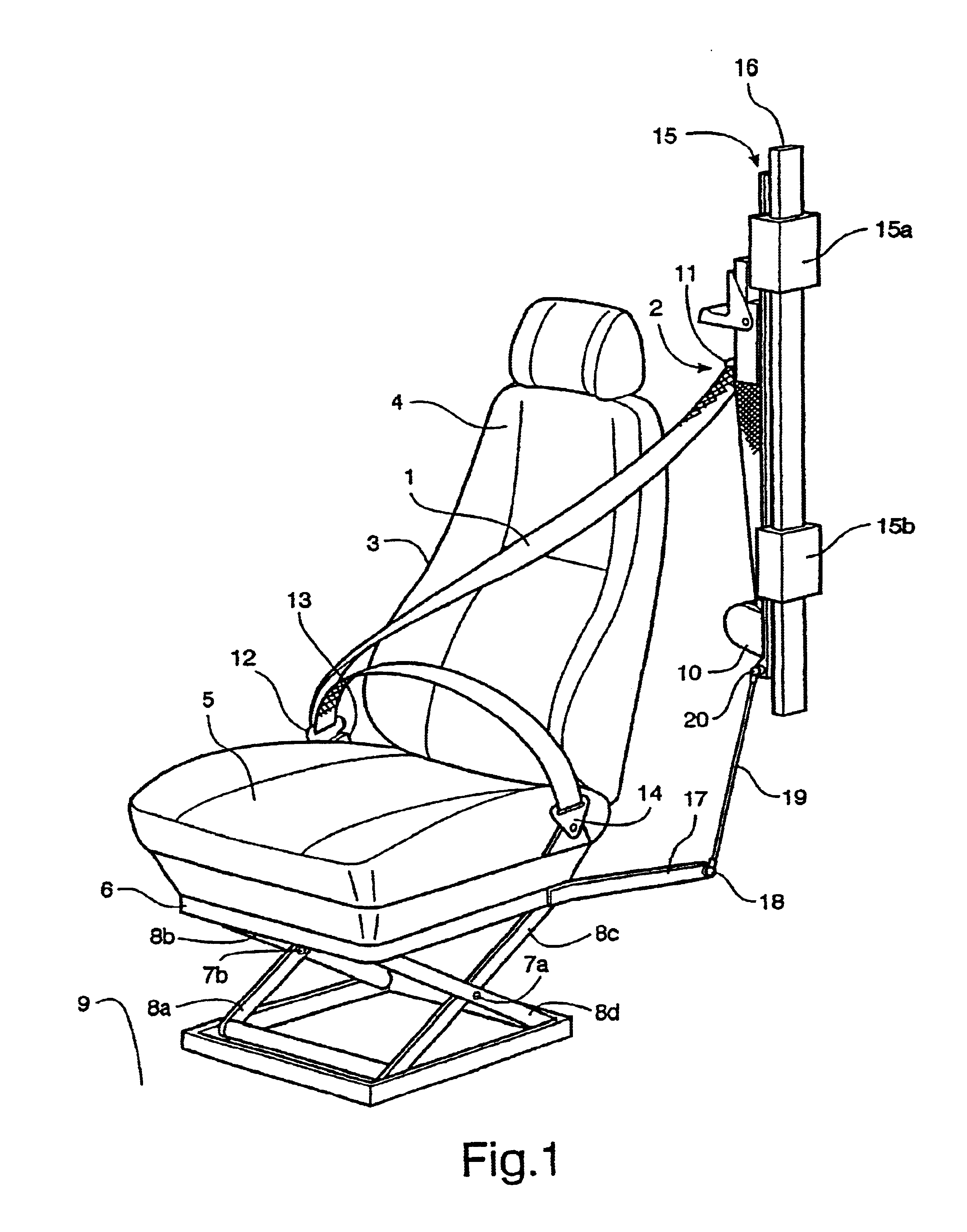 Arrangement and method for height adjustment of the upper attachment point of a safety belt
