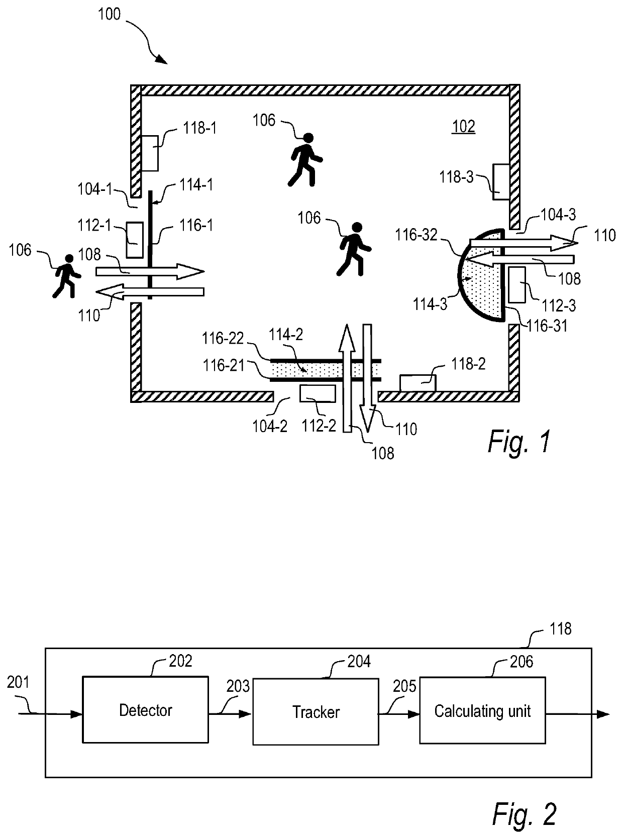 Method and device for counting a number of moving objects that cross at least one predefined curve in a scene