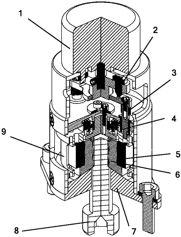Solenoid-actuated non-pyrotechnic separation device based on volute spiral spring transmission assembly