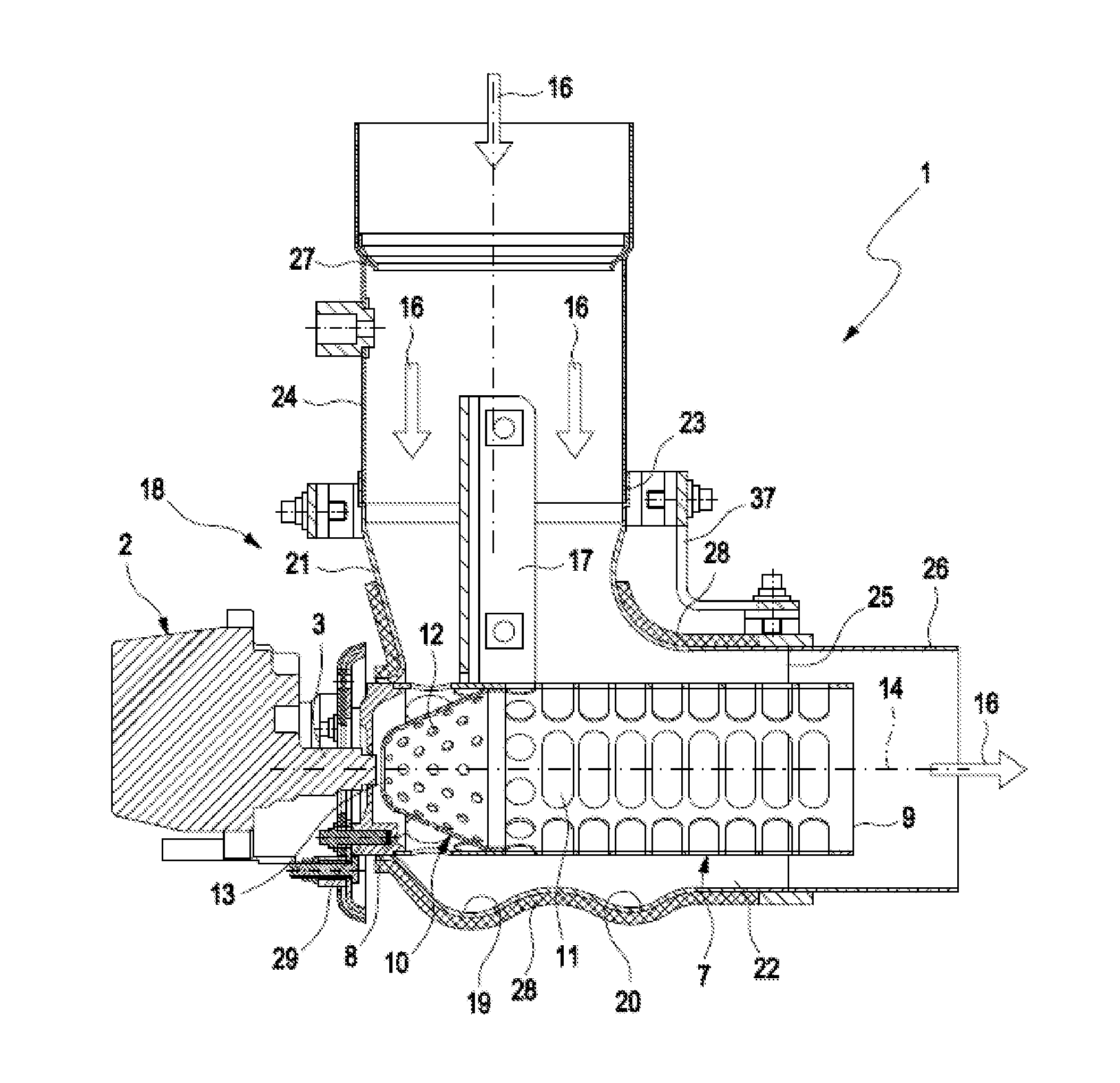 System for Adding and Processing Reducing Agent in a Motor Vehicle